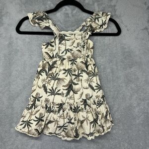Tommy Bahama Dress Girls 2T Beige Floral Sleeveless Hawaiian Tropical Palm Baby
